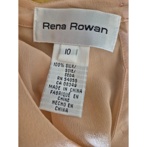 Rena Rowen VTG 90s Y2K Silk Crepe Blouse Mother of Pearl Buttons Peach Pink Sz M - Picture 6 of 6